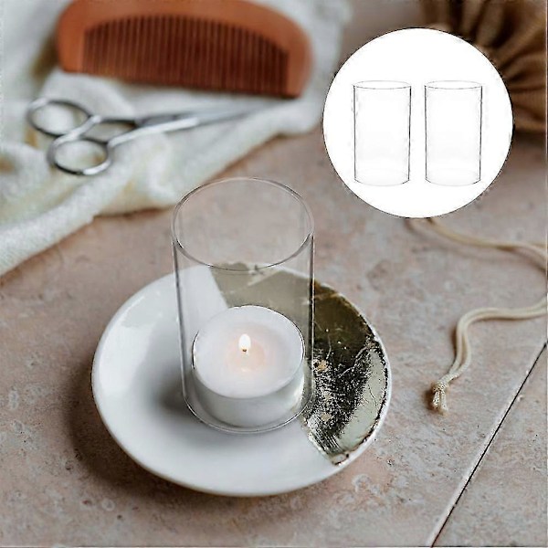 2 stk. Lysestaker til hjemmet Dekorative glassklokker Transparente glasskupler