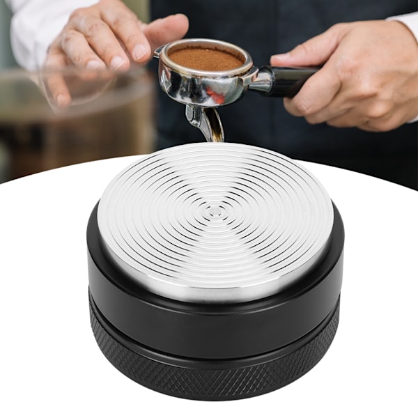 Höjdjusterbar kaffedistributör i rostfritt stål med halkfri gängbas, kaffeaccessoar (58 mm svart gängbas)
