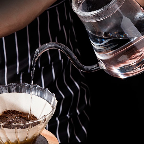 Tjockväggig glas gåshals vattenkokare tekanna över häll kaffe dropp 600ML