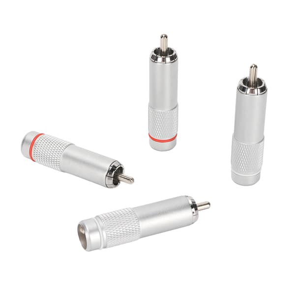 4 stk. RCA lydstik DIY forkromet lavt tab svejsning RCA hanstik til professionelt lydudstyr