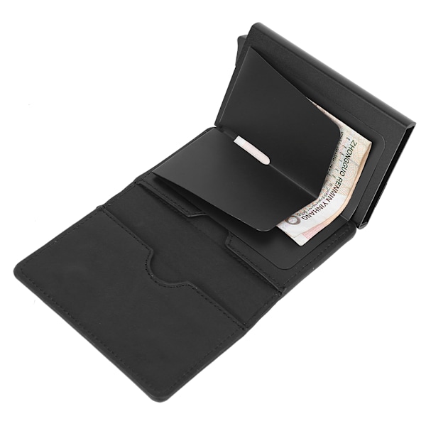 Fashion Bärbar Unisex PU Läder RFID Blockering Kortväska Hållare Anti-Stöld Växel Plånbok Svart