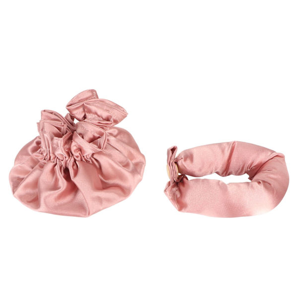 Varmeløs bolle hår styling kit klud bærbar blød satin varmeløs curler til sovende langt hår støvet rosa