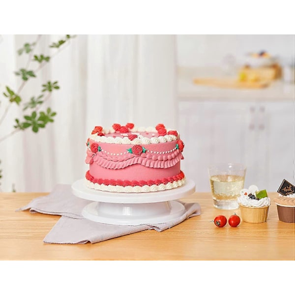 1 stk. Pink Roterende Kage Drejeskive, Glat Roterende Kagefod, Kage Dekoreringssæt Stativ