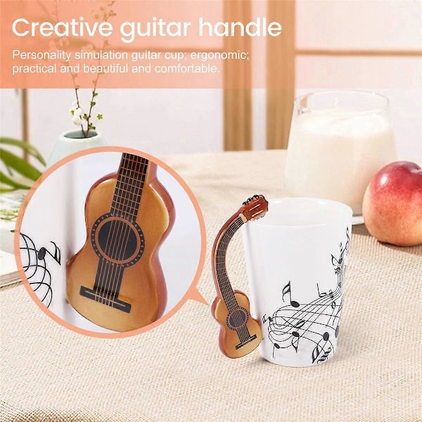 Gitarhåndtak keramisk fritt spektrum krus unik musikkinstrumentkopp