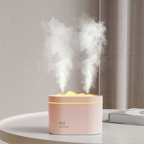 Mini luftfukter, 800 ml, bærbar kaldtåke-luftfukter, personlig bordluftfukter, automatisk avstenging, dobbel dyse design, ultra-stille, rosa