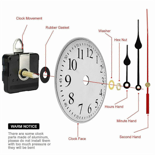 31MM Lång Axel DIY Quartz Klockurverk Mekanism Visare Vägg Quartz Klocka Reparationsverktyg Delar Ersättning