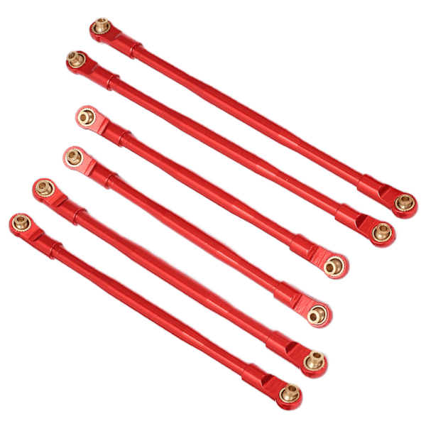 6 kpl RC-auton metalliset vetovarret, kulutusta kestävät metalliset jousitusvarret Axial RBX10 1/10 RC-kローラutolle, punainen