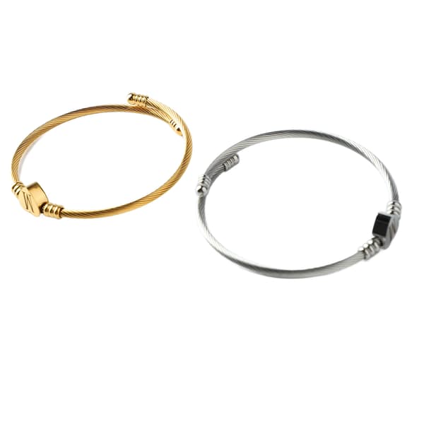 2 stk vridd armbånd knute mansjett hjerteform M bokstav titan stål vridd armring