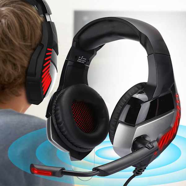 Headset til hovedmonteret computer med lysende gaming-headset til PS4 (sort rød)