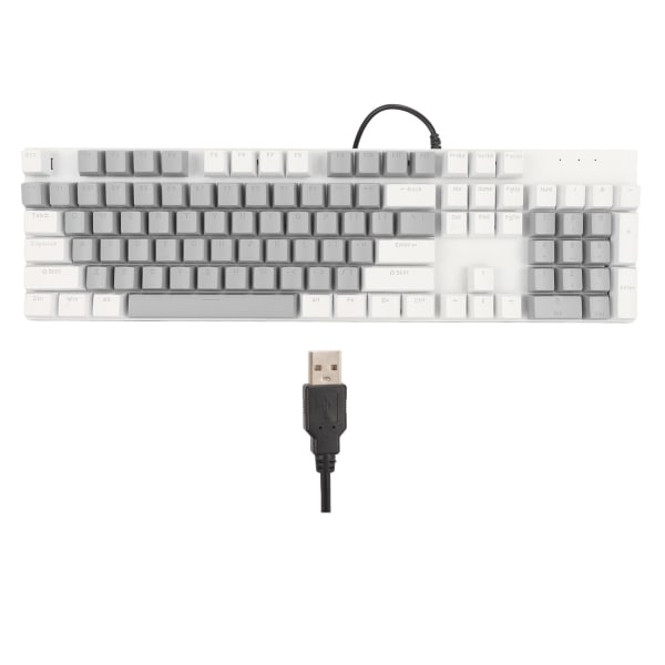104 Key Mekaaninen pelinäppäimistö 28 Taustavalotilaa Sininen Switch Plug and Play RGB Langallinen tietokoneen näppäimistö Windowsille Valkoinen Harmaa