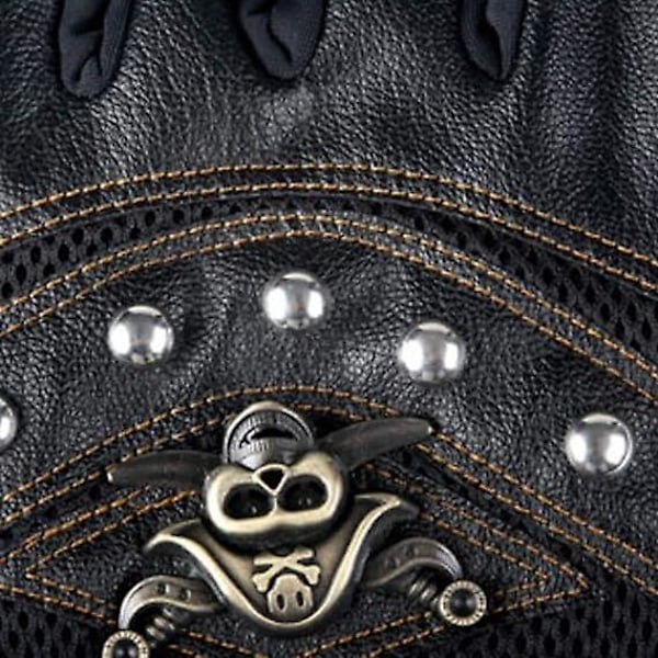 Svarta nit-handskar steampunk gothic handskar punkkläder nit motorcykel bilkörningshandskar kaptens fingerlösa vantar 80-tals rocker kläder accessoarer