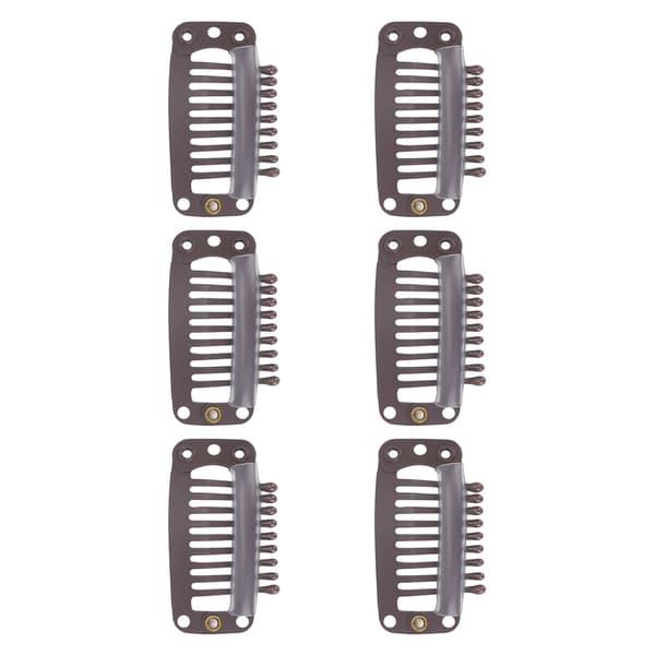40 stk. Hårparykclips i rustfrit stål med 9 tænder, holder hårextensions og hårstykker fast, 32 mm, mørkebrun