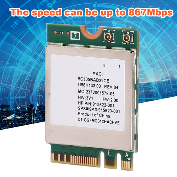 Netværkskort RTL8822BE Dual Band 2.4G/5G M.2 Interface Support for Bluetooth 4.2