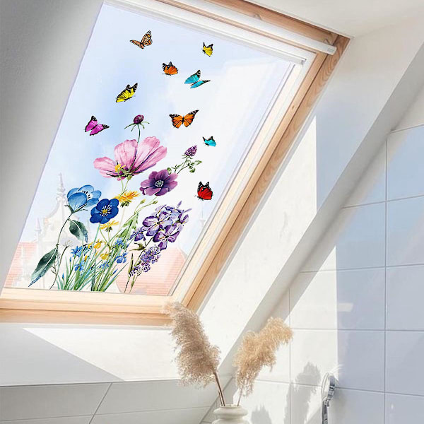 En uppsättning fjärilsblommiga väggdekaler självhäftande för kök sovrum vardagsrum