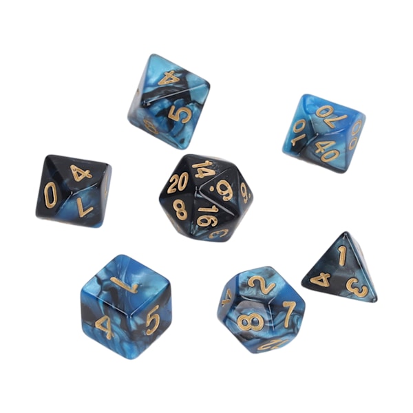 4 set plast polyhedral tärningar lärande polyhedral tärningskuber med tydliga guldnummer för matematikundervisning brädspel blå