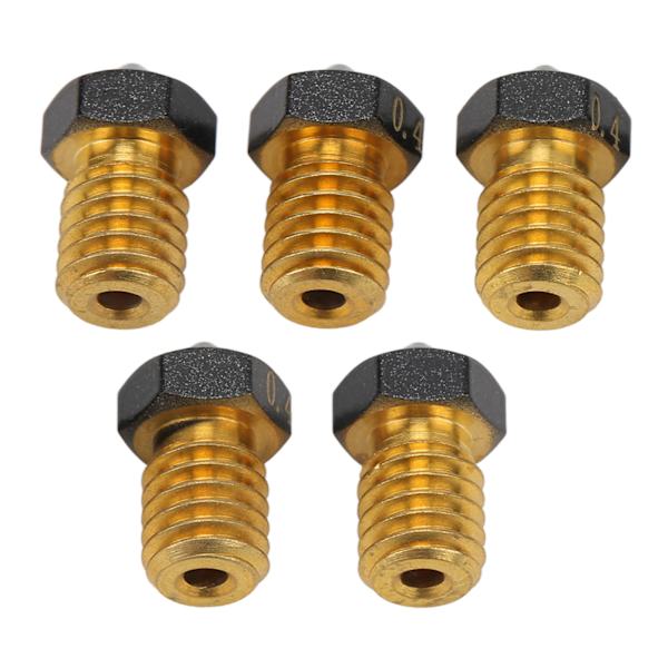 5 st 3D-skrivarmunstycke 0,4 mm mässing PTFE-beläggning extruder varm ände munstycke för 1,75 mm filament 3D-skrivarmunstycke