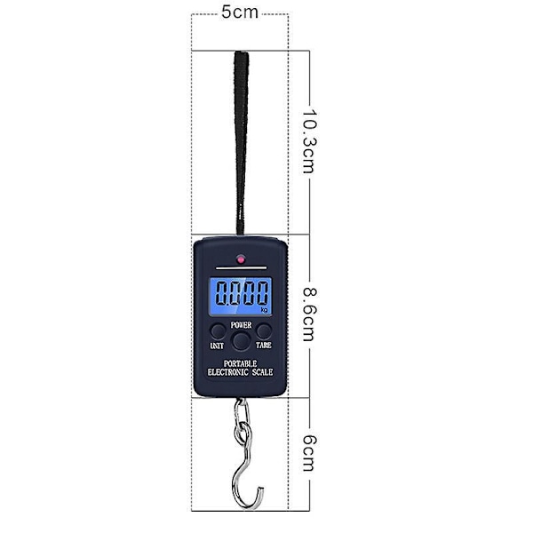 Digital bärbar bagagevåg - 110lb/50kg, bakgrundsbelyst display, tareringsfunktion