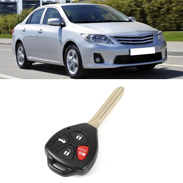 4 knappars bilfjärrkontroll nyckelersättning svart passar för Toyota Corolla 08-10