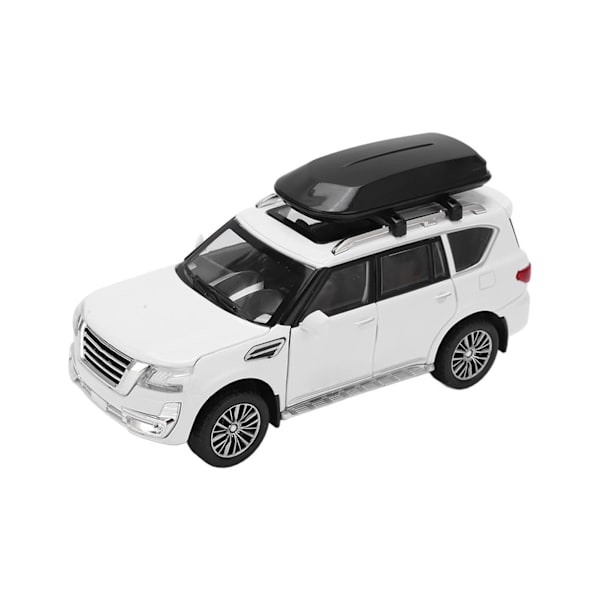 1/32 SUV-bilmodell i legering, støpt under trykk, trekk tilbake kjøretøy leker med lyd og lys for gutter og jenter, hvit