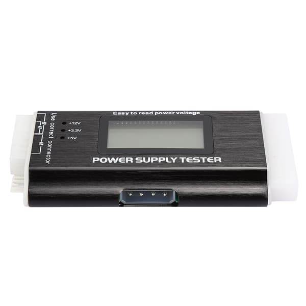Computer Strømforsyningstester LCD Display Aluminium Legering Support 20/24Pin ATX SATA