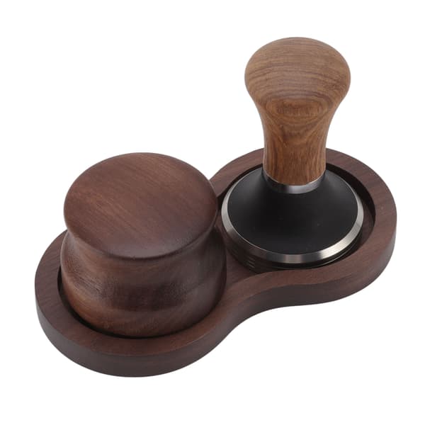 Kaffehammer Stampesæt Valnød Rustfrit Stål Tamper Fordeler Sæt med Universal Base til Køkken 51mm/2in