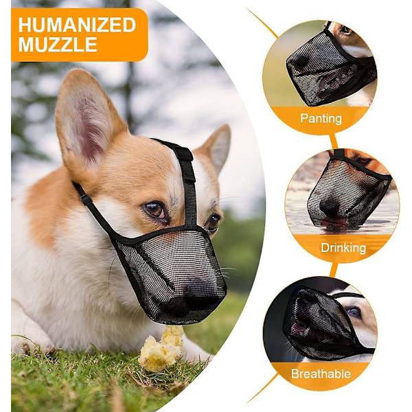 Justerbar hundekurv med blødt PVC-net, sikker og åndbar, forhindrer gøen, XS-størrelse