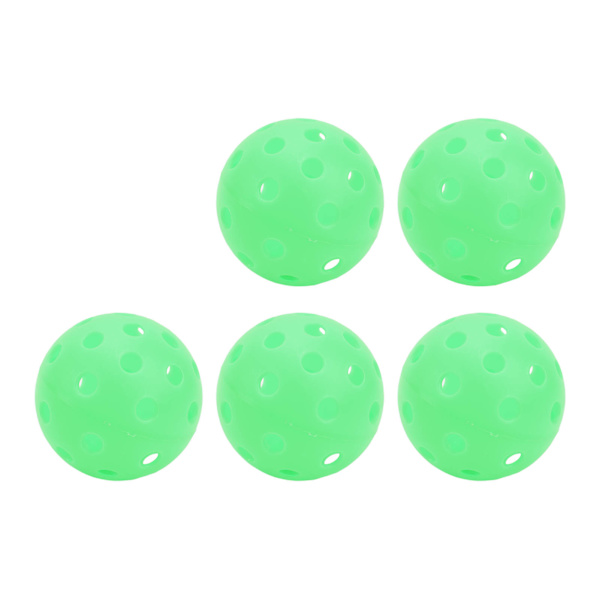 5 stk. Pickleball-bolde 40 huller Lysende 74mm Sports Pickleballs til udendørsbane Grøn