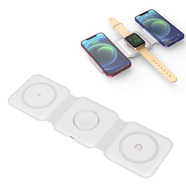 3 i 1 Trådløs Oplader Magnetisk Foldbar Opladestation Hurtig Opladningsplade til iPhone