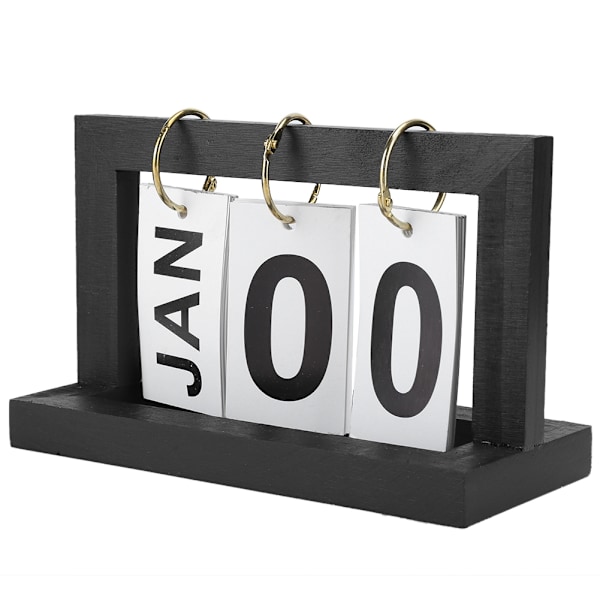 Träkalender Svart Retro Sida Vändning Enkla Hem Studie Rum Skrivbord Dekorationer