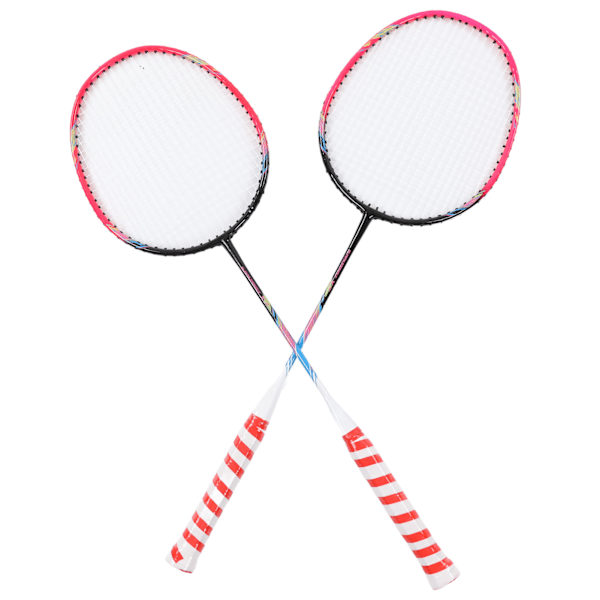2 st badmintons racket rosa legering stor sweet spot en del design dubbel badmintons racket med förvaringsväska