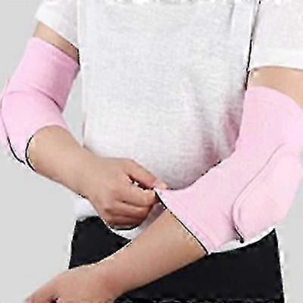 Elastiska armbågsskydd Förtjockade svamp Armbåge Knäskydd Skydd Basket Volleyboll Sport Arm Ärm Pad Vuxna Barn 2st rosa S
