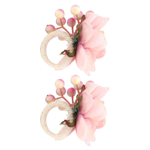 2 stk. servietspænde af hamptov, simuleringsblomst, servietring til hotel, vestlig restaurant 6623 Pink