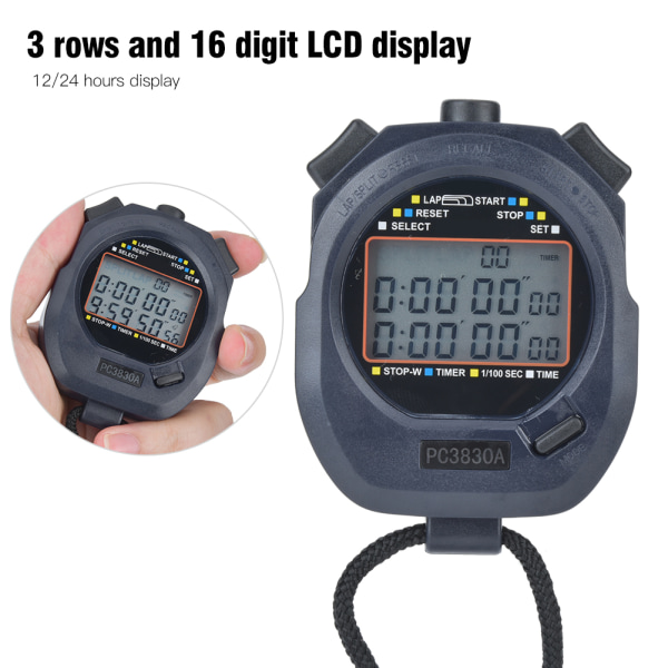 PC3830A ABS Sports Running Stopur Elektronisk Track and Field Countdown Stopur0.01