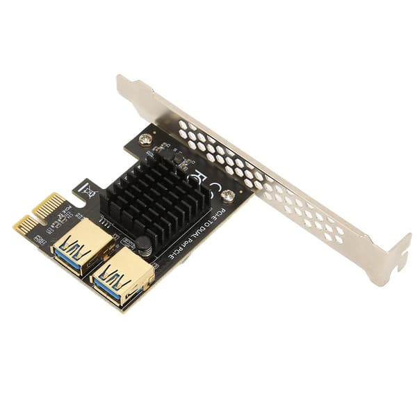 PCI E 1 til 2 Riser-kort PCI E 1X til 2 eksterne PCI E USB 3.0 utvidelseskort for Bitcoin Ethereum Mining Svart kort