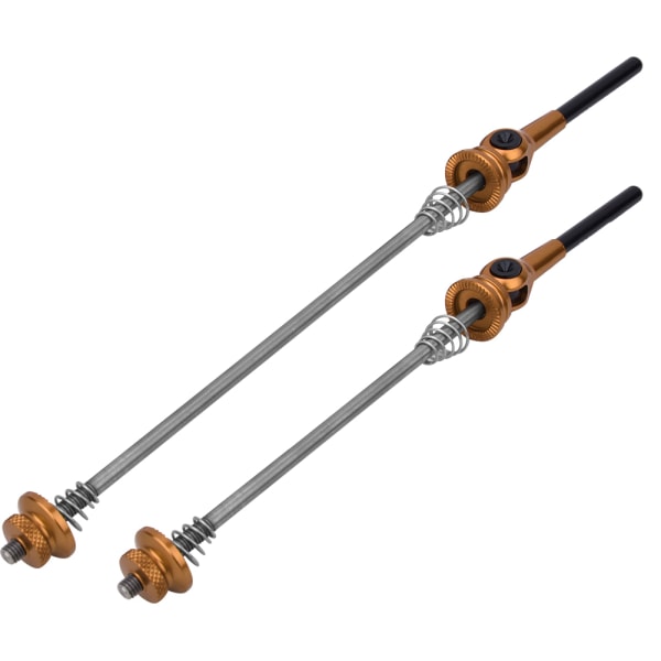 Ett par 6061 aluminiumlegering TC4T titanlegering cykel snabbkopplingsspak Framre bakhjulsspettset Gyllene