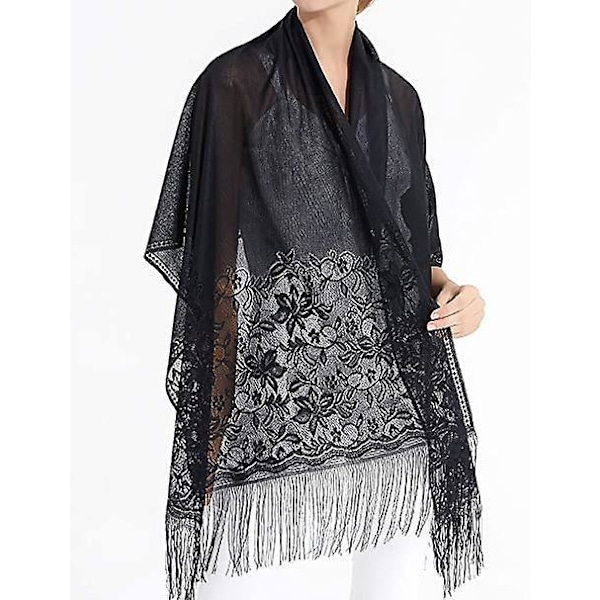 Elegant spets Pashmina sjal för kvinnor - Perfekt för bröllop