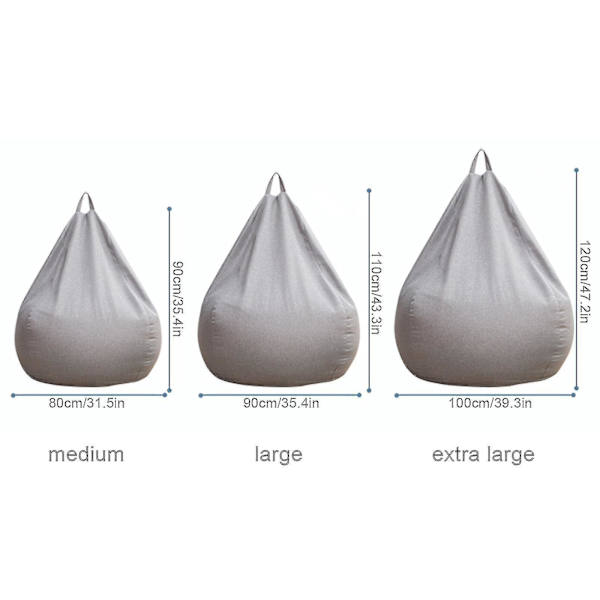 Erittäin suuri vihreä säkkituolin sohvapäällinen aikuisille ja lapsille - 90 * 110cm