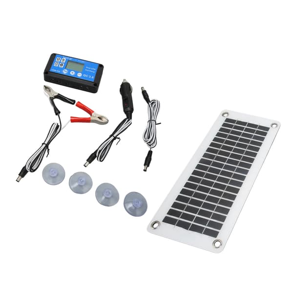12V 30W Solcellepanelsett Bærbart Solcellepanelmodul med Kontroller Faste Sugekopper for Bobil Bil Skip Camping
