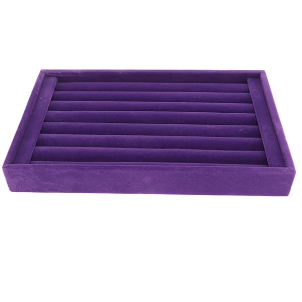 Lilla Velour Ring Organizer 7 Slots Stabelbar Smykkeopbevaringsbakke Øreringe Display Case