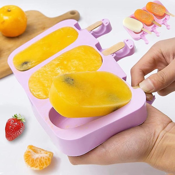 Silikon Popsicle-formar med 100 pinnar - Set om 2