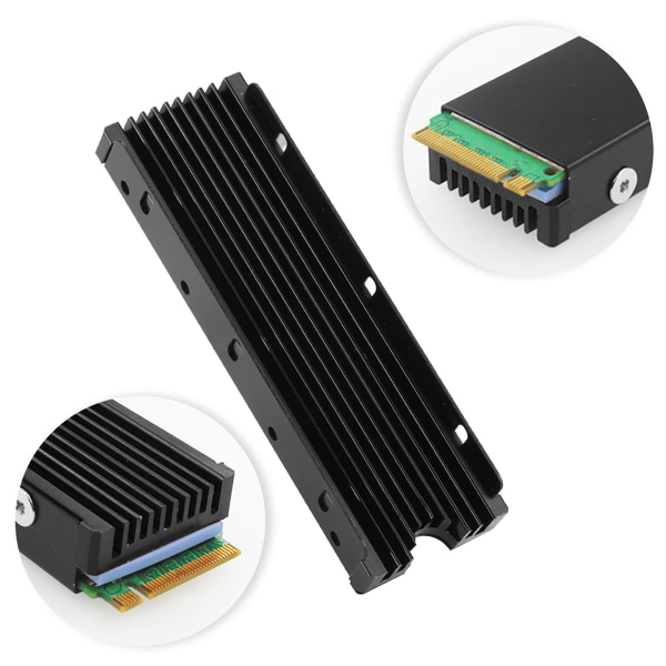 NGFF M.2 Dobbeltsidig SSD Heatsink Vannkjøling HDD Termisk konduktivitetskjøler (svart)