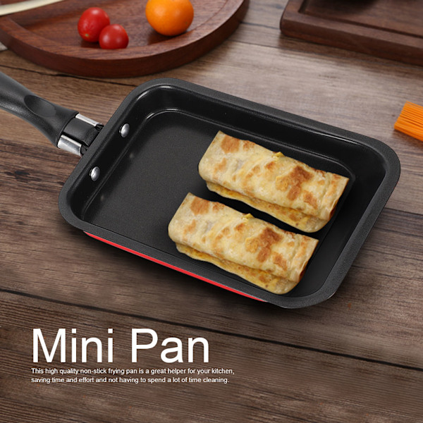 Køkken Mini Rektangulær Non-stick Kulstofstål Æg Madlavning Stegepande Rød
