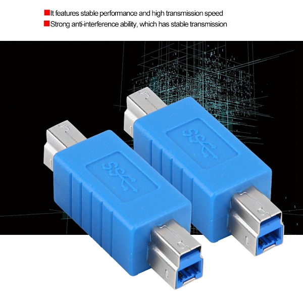 USB3.0 Typ B Hane till 3.0 Typ B Hane Blå Superspeed Data Transmission Adapter Converter