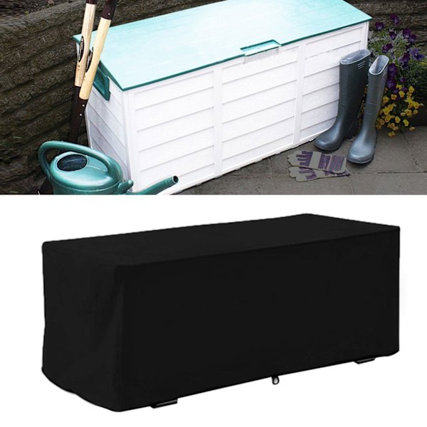 Vattentät UV-skyddande Deckboxöverdrag Förvaringslåda Skyddande Överdrag 123x62x55cm (Svart)