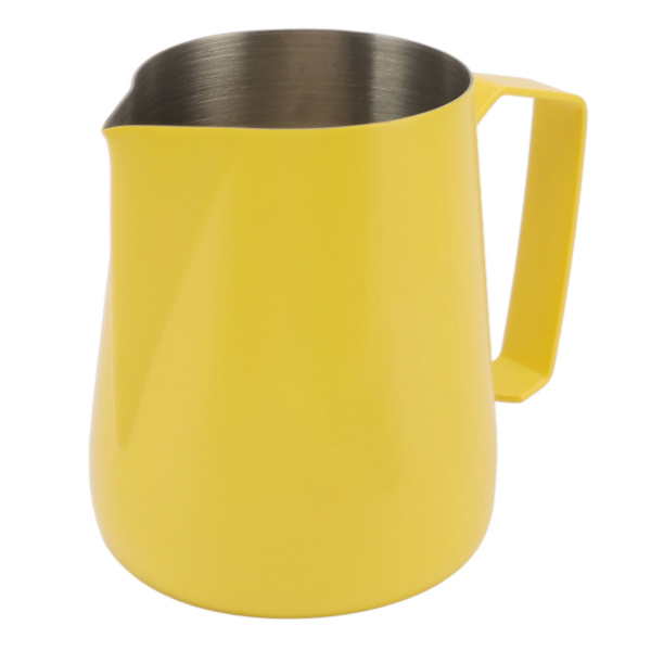 450 ml mjölkskummare i rostfritt stål 304, mjölkskummare för kaffebarer och hem, gul