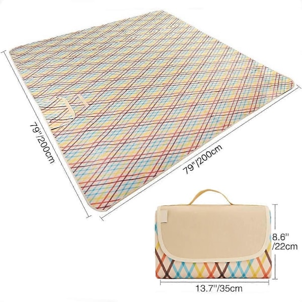 Strandtæppe picnictæppe 200x200 dug udendørs vandtæt sandfrit campingtæppe vaskbart isoleret strandmåtte foldbar til strandcamping g