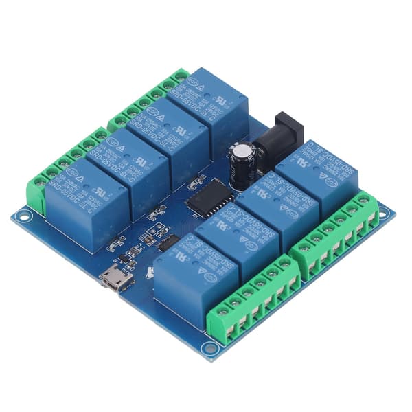 USB-drevfrit relæmodul 8-kanals 5V stabilt intelligent kontrolrelækort til mekatronik