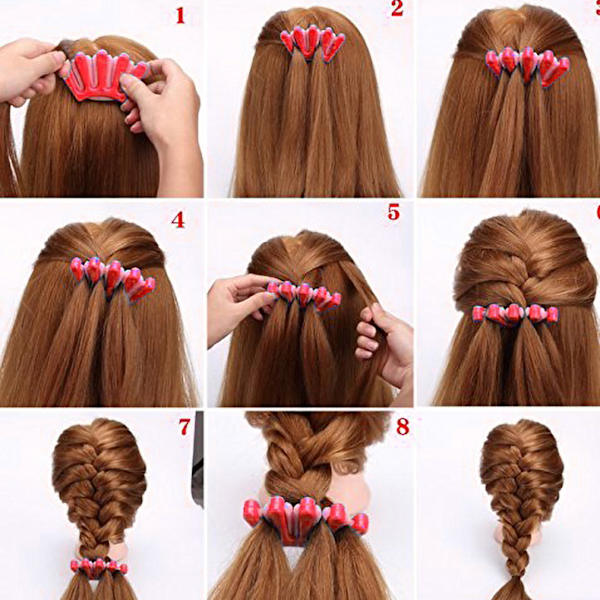 Bärbar roller-hårstylingverktyg gör-det-själv Brudhårflätning Twist Braid Maker Röd