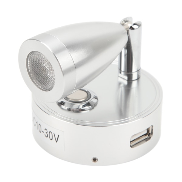RV-læselampe LED-indendørs sengelampe båd yacht 3 justerbar lysfarve touch-lampe DC10 til 30V sølv