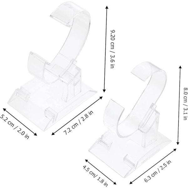 Klar Akryl Armbandsur Display Stativ, 2 st Armbandsurhållare Stativ Smycken Armbandsur Display Rack Hållare Stativ